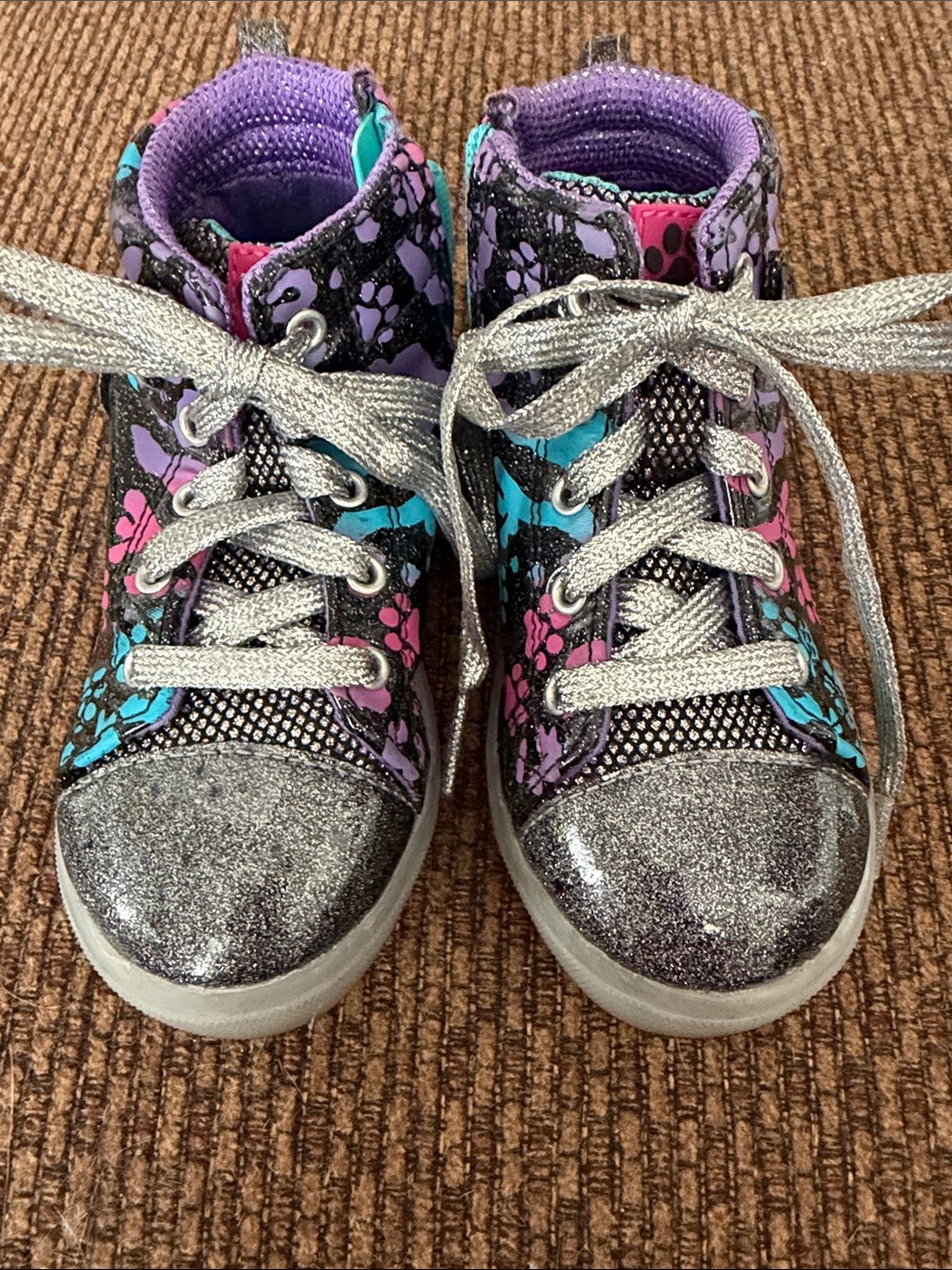 Athletic Works Glitter High-Top Sneakers in Purple, Pink & Blue